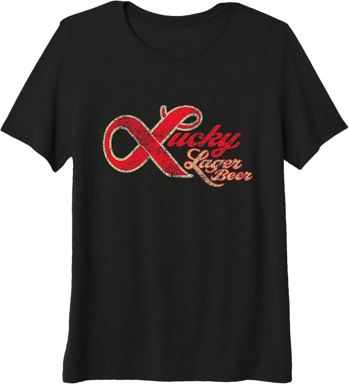 Lucky Lager Beer Vintage Style - Logo Premium Tri-Blend T-Shirt - Black