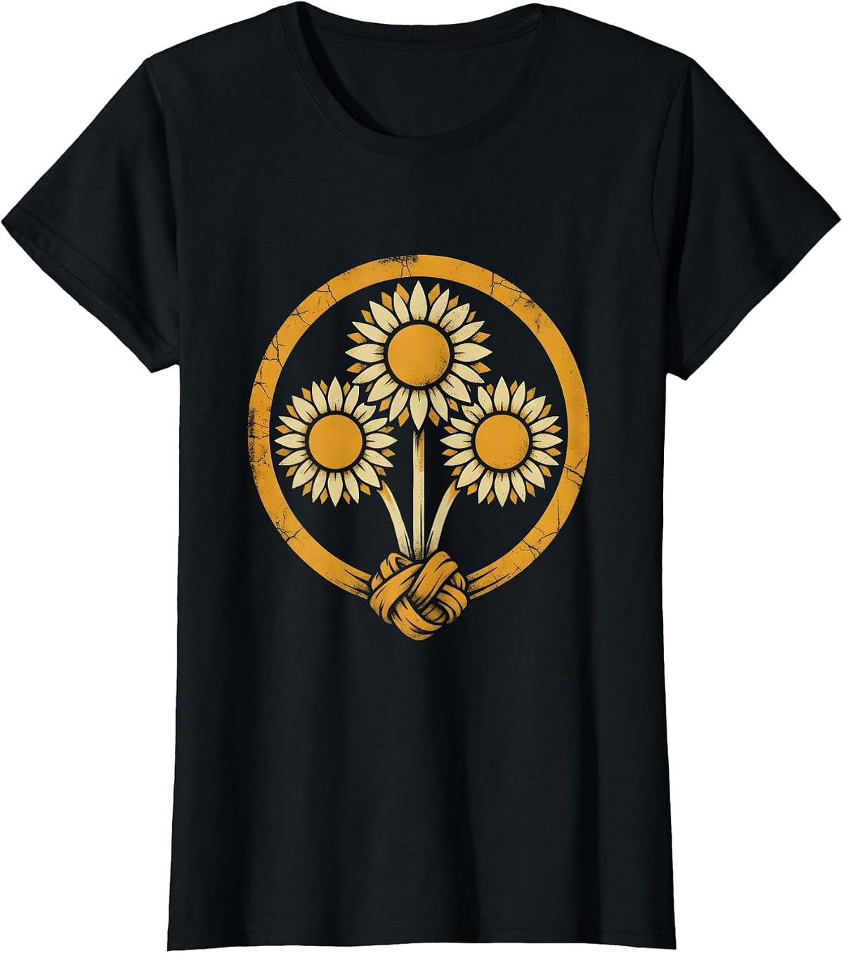 Women's 90s Country Bandana Sunflower Bouquet Graphic T-Shirt - Black