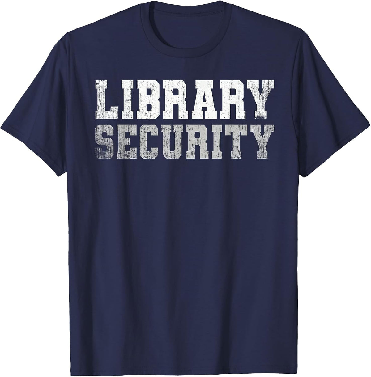 Vintage Library Security Librarian Squad Read A Book Crew T-Shirt - Navy Blue