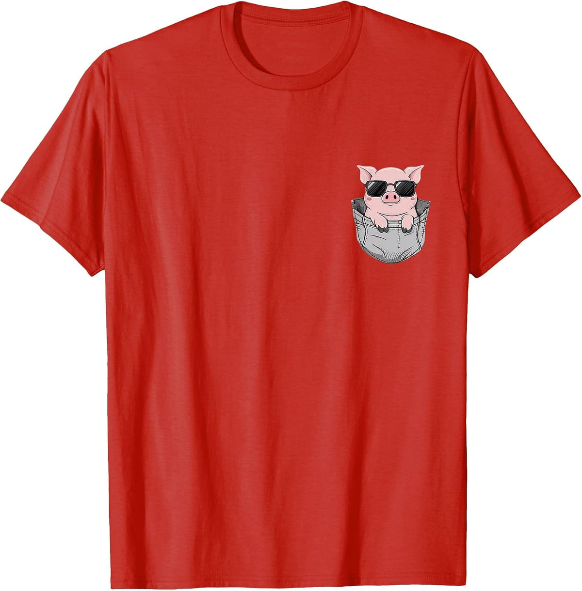 Pig in Pocket T-Shirt - Red