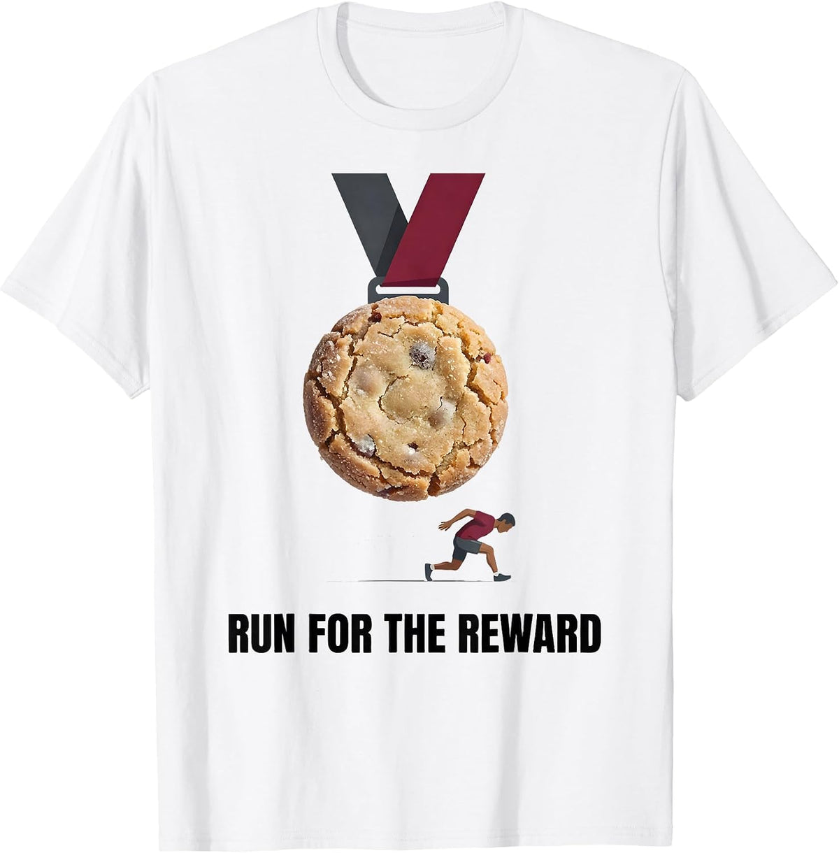 Men's Run For The Reward Funny Christmas Fun Run Squad Runner T-Shirt - White
