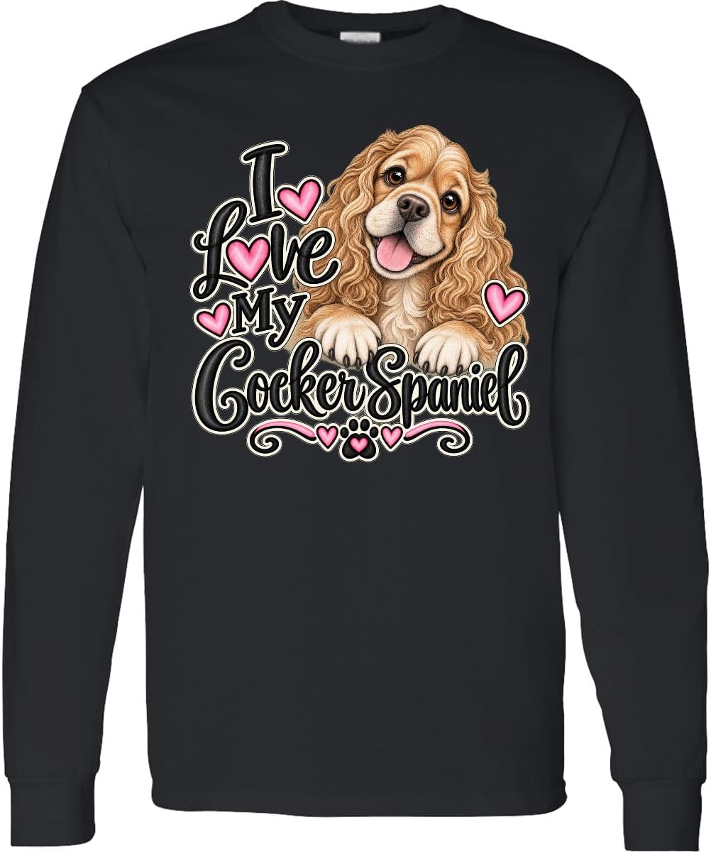inktastic I Love My Cocker Spaniel Adult Long Sleeve T-Shirt - 0040 Black