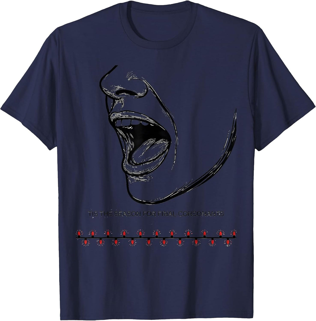 Men's Tis The Season For Final Consonants Retro Groovy Speech T-Shirt - Navy Blue