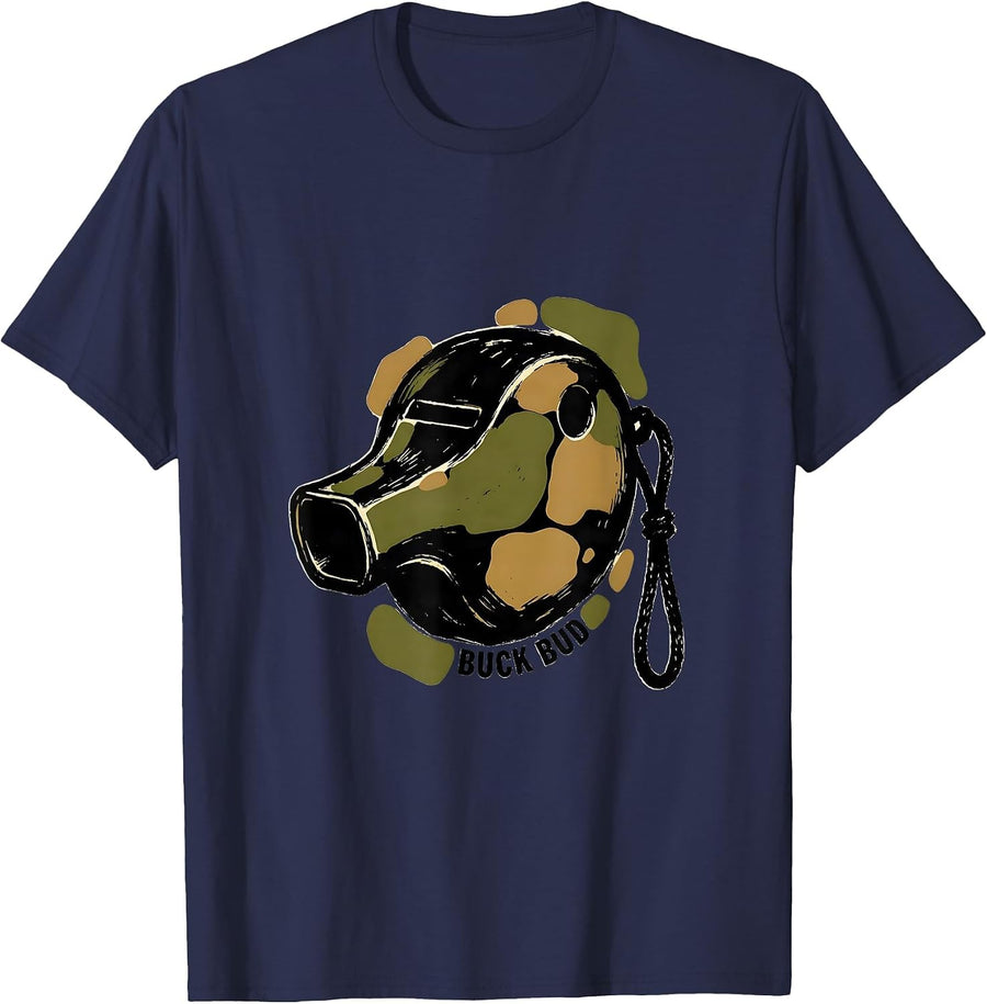 Buck Bud Funny Camo Deer Hunting Youth Hunters T-Shirt - Navy Blue