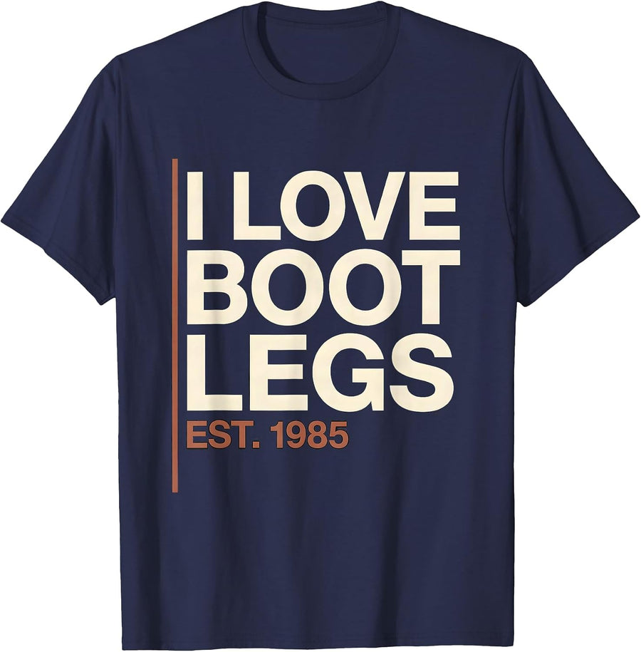 I LOVE BOOTLEGS EST. 1985 Retro Vintage Music Fan Band Merch T-Shirt - Navy Blue