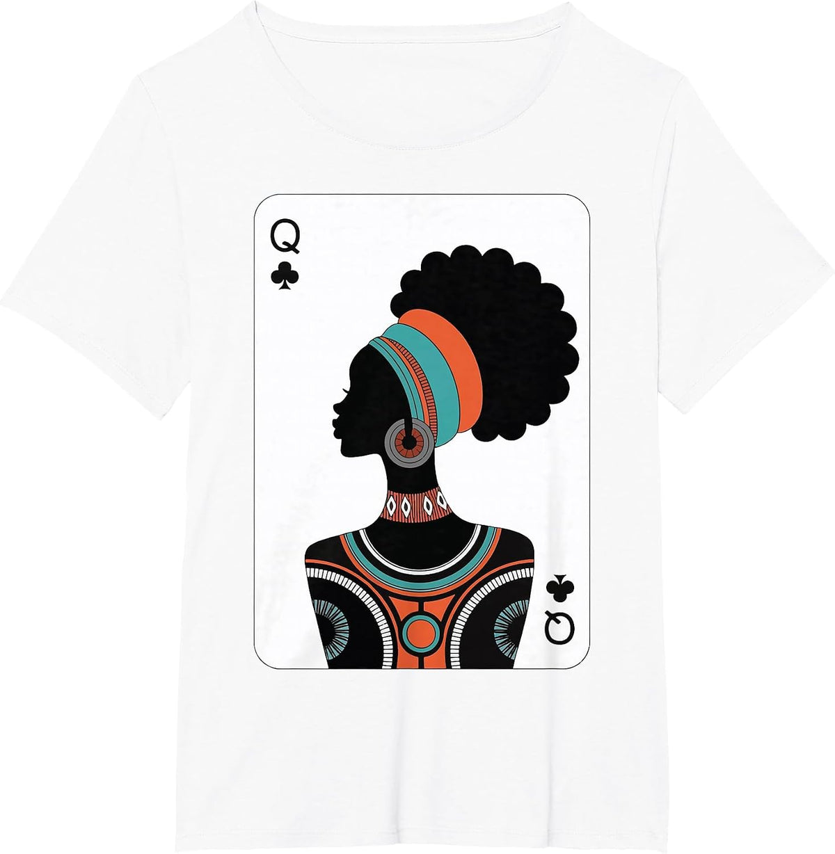 Black Woman Queen Card T-Shirt - White