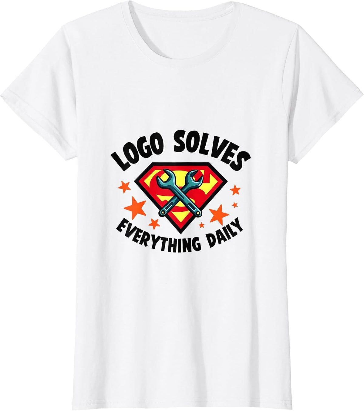 Logo Solves Everything Daily Graphic Design T-Shirt - White