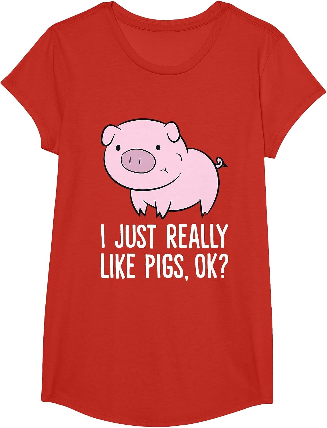 I Just Really Like Pigs, OK? Kids Boys Love Pigs T-Shirt - Girls Red
