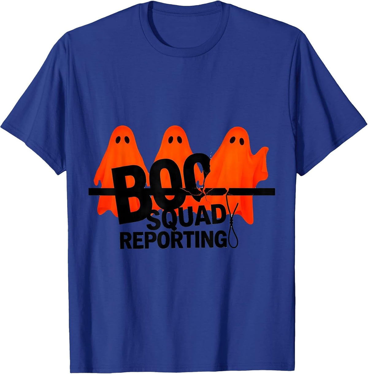 Men's Boo Squad Reporting New Wave Typography Halloween Ghost Para T-Shirt - Royal Blue