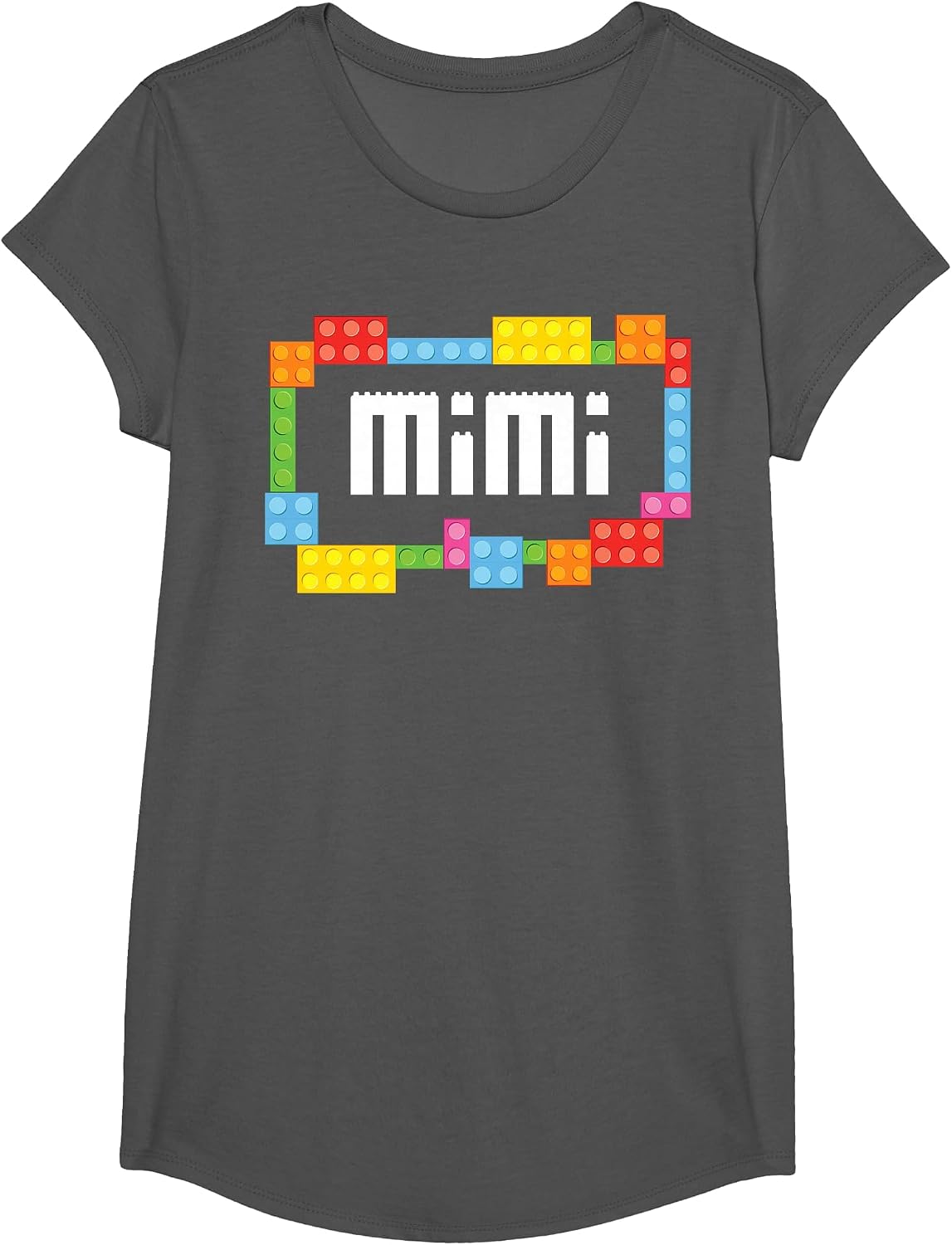 Master Builder Mimi Bricks Blocks Building Family Set T-Shirt - Girls Asphalt Grey