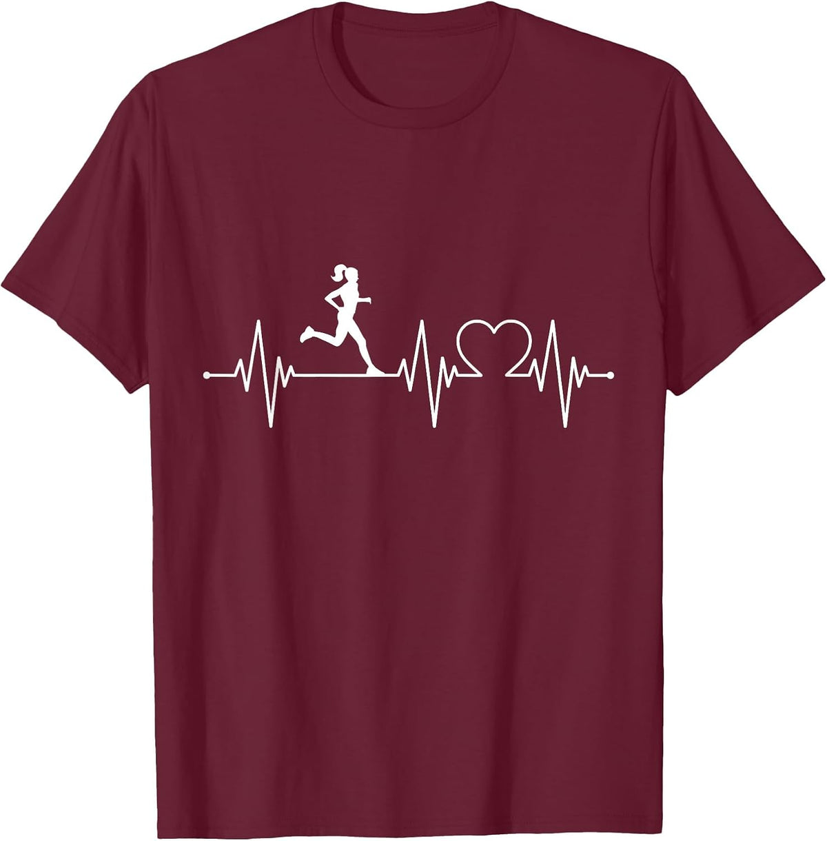 Runner Heartbeat Running Lover Gift T-Shirt - Burgundy