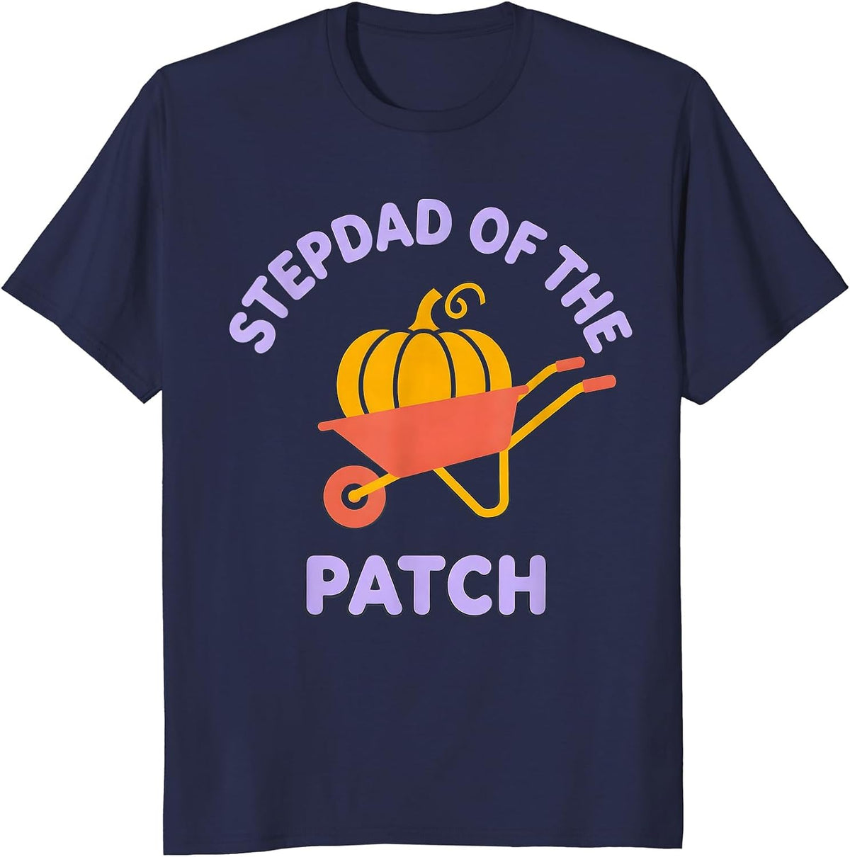 Stepdad of the Patch Funny Pumpkin Patch Family Matching T-Shirt - Navy Blue