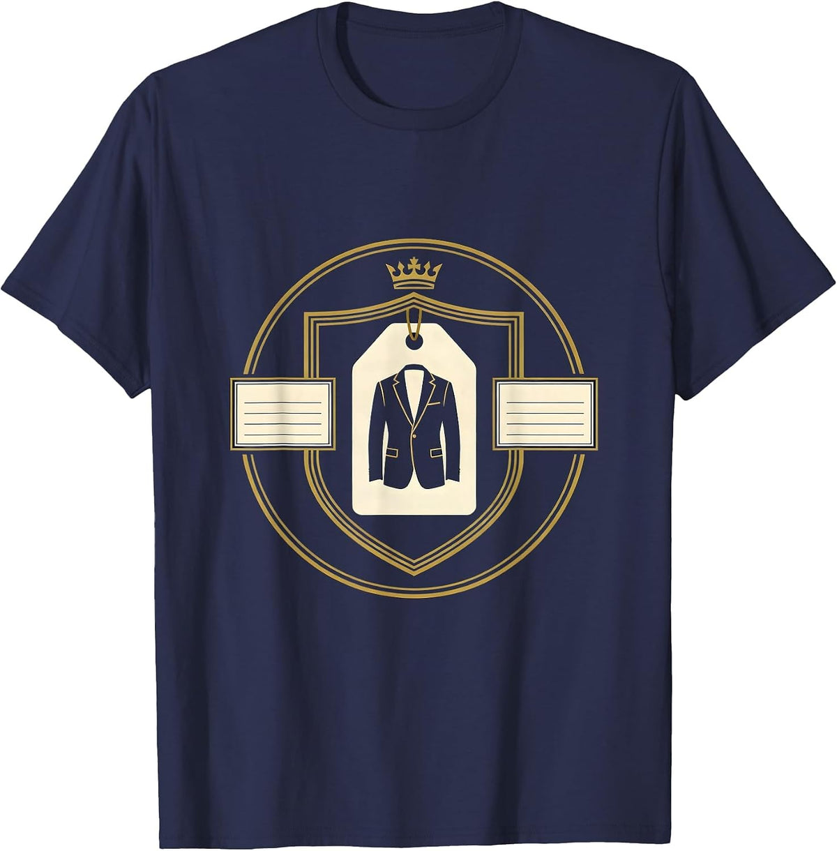Men's Designer Brand Streetwear Emblem T-Shirt - Navy Blue