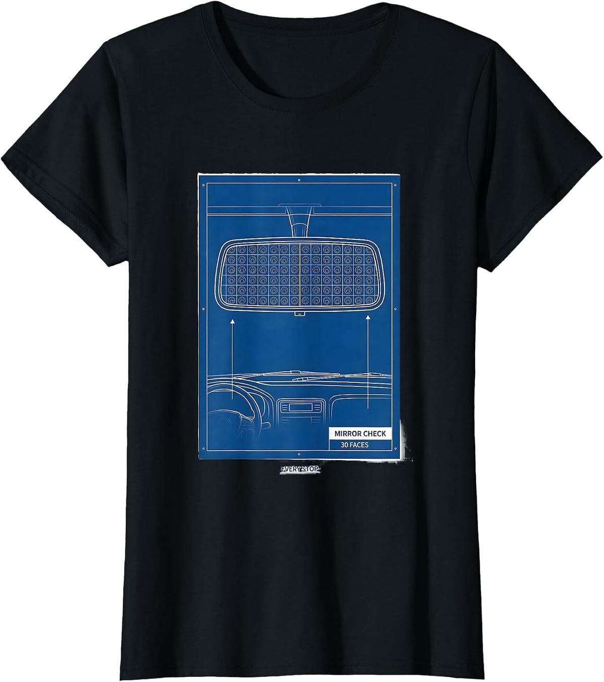 Mirror Check: 30 Faces Every Stop School Bus Driver T-Shirt - Black