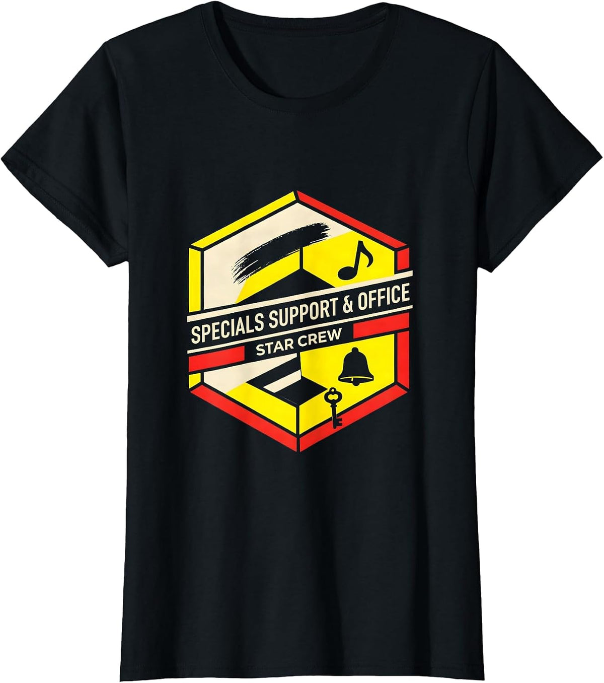 Women's Specials Support Office Star Crew Teacher Appreciation Crew T-Shirt - Black