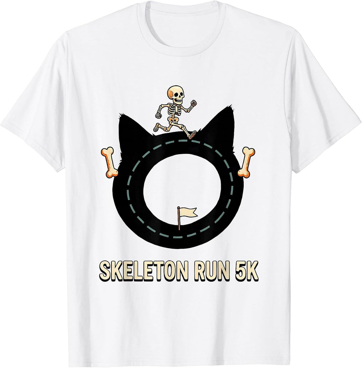 Men's Skeleton Run 5K Funny Halloween Runner Costume Matching T-Shirt - White