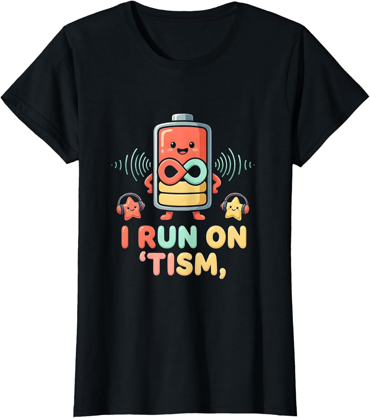 Women's I Run On Tism Funny Neurodiversity Meme Autistic ADHD Humor T-Shirt - Black