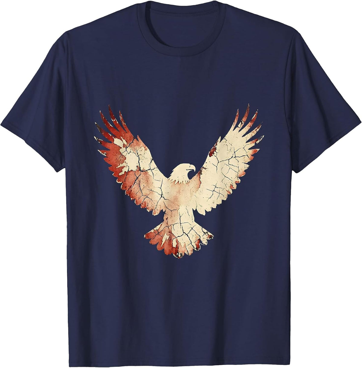 Land of the Free Vintage Motorcycle Desert Highway T-Shirt - Navy Blue