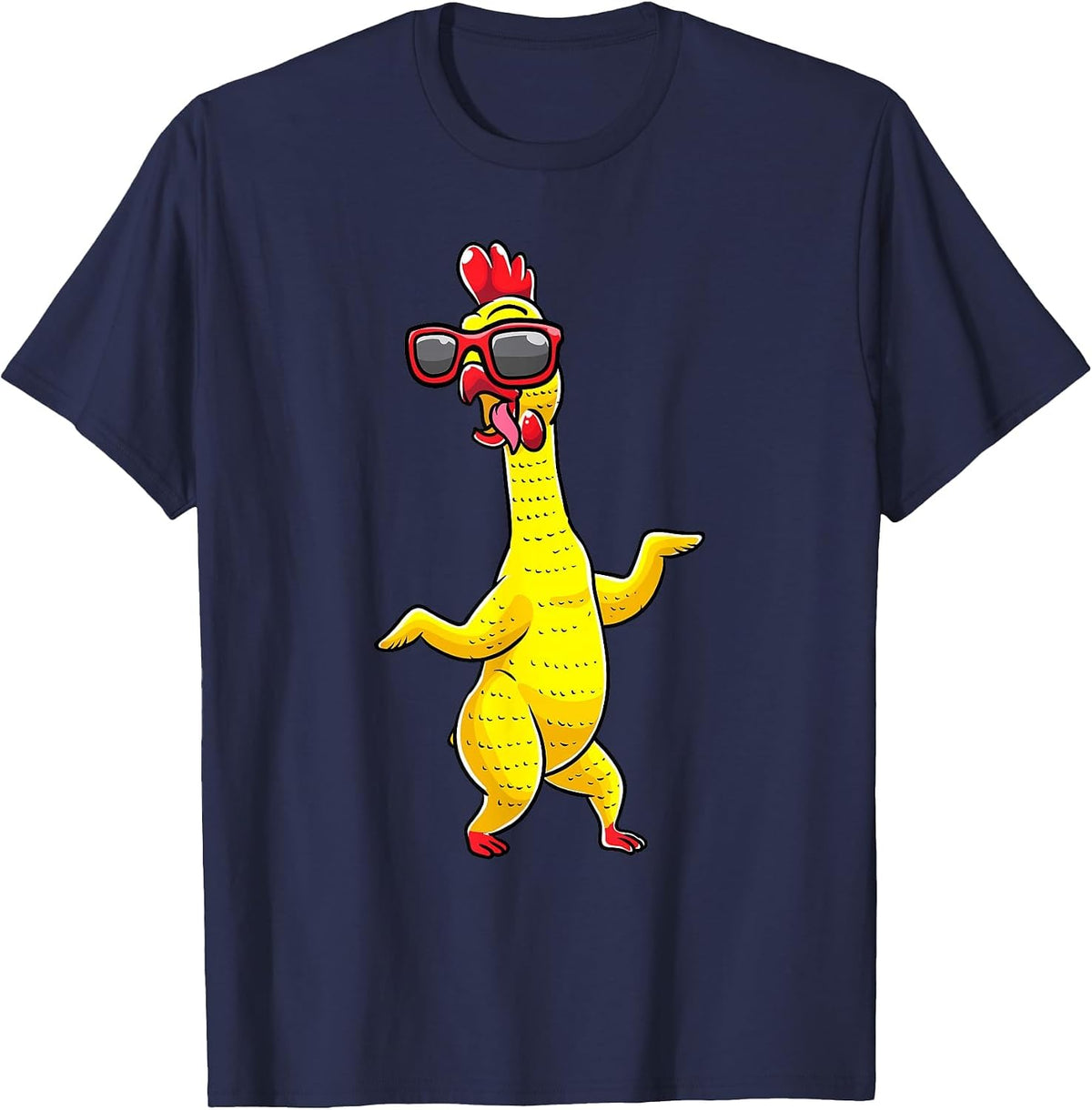 Rubber Chicken Dancing Party Funny Kids Men Women Girls T-Shirt - Navy Blue