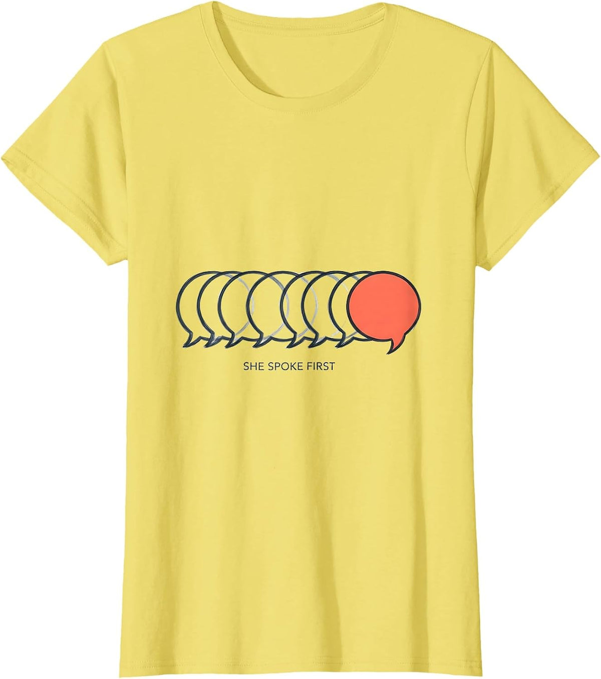 Women's She Spoke First Editorial Conceptual ABA Therapist Behavior T-Shirt - Lemon Yellow