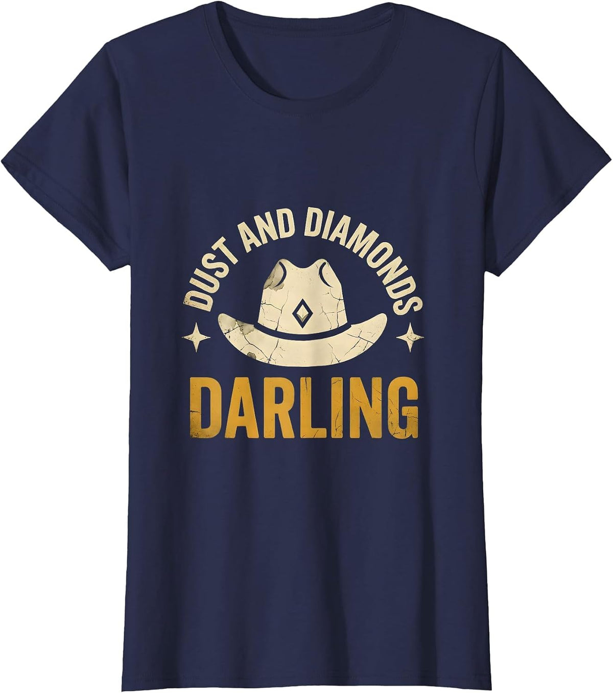 Women's Dust and Diamonds Darling Girls Western Design T-Shirt - Navy Blue