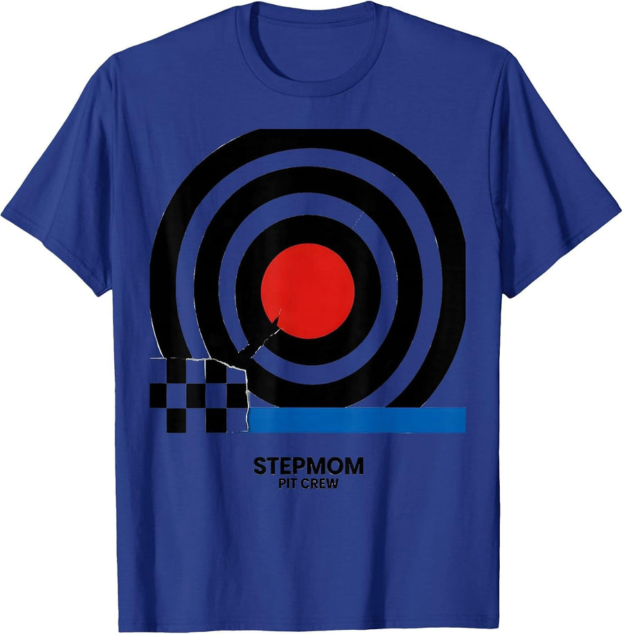 Stepmom Pit Crew Bauhaus Modernist Race Car Birthday Family T-Shirt - Royal Blue