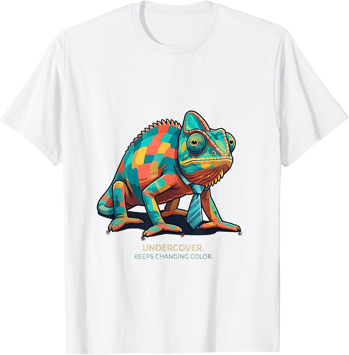 Men's Undercover Keeps Changing Color Funny Chameleon Halloween T-Shirt - White