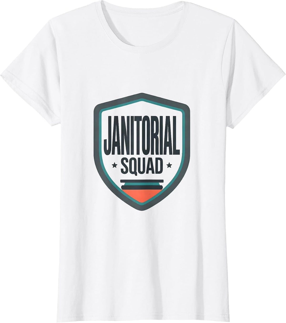 Women's Janitorial Squad Flat Vector Shield Janitor Appreciation T-Shirt - White