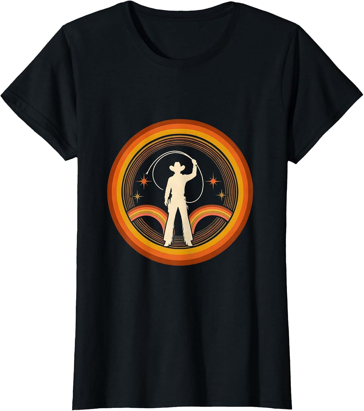 Women's Cowgirl Lasso Twirl Country Music Graphic T-Shirt - Black