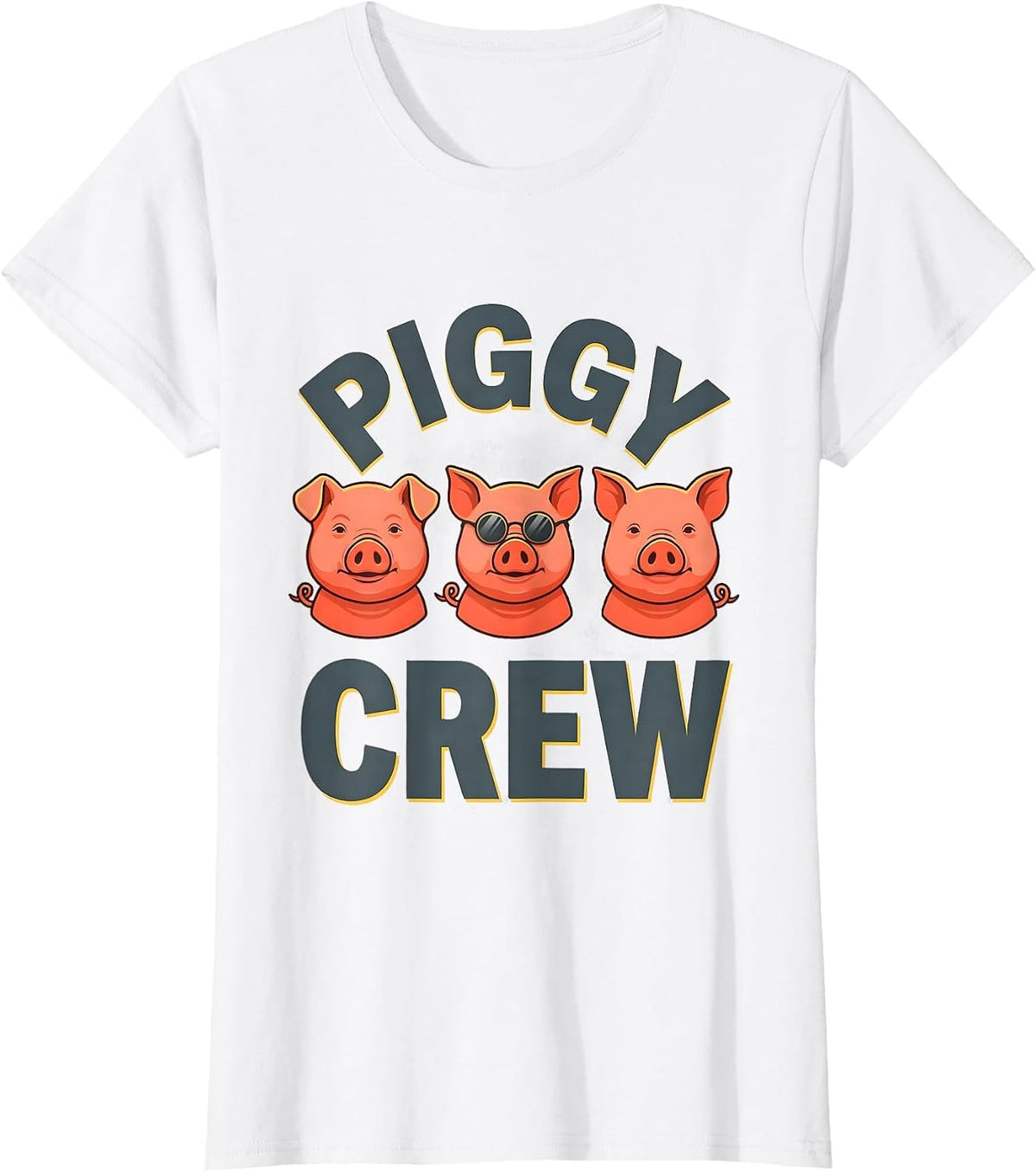 Piggy Crew Funny Pig Lover Farm Animal Humor T-Shirt - White