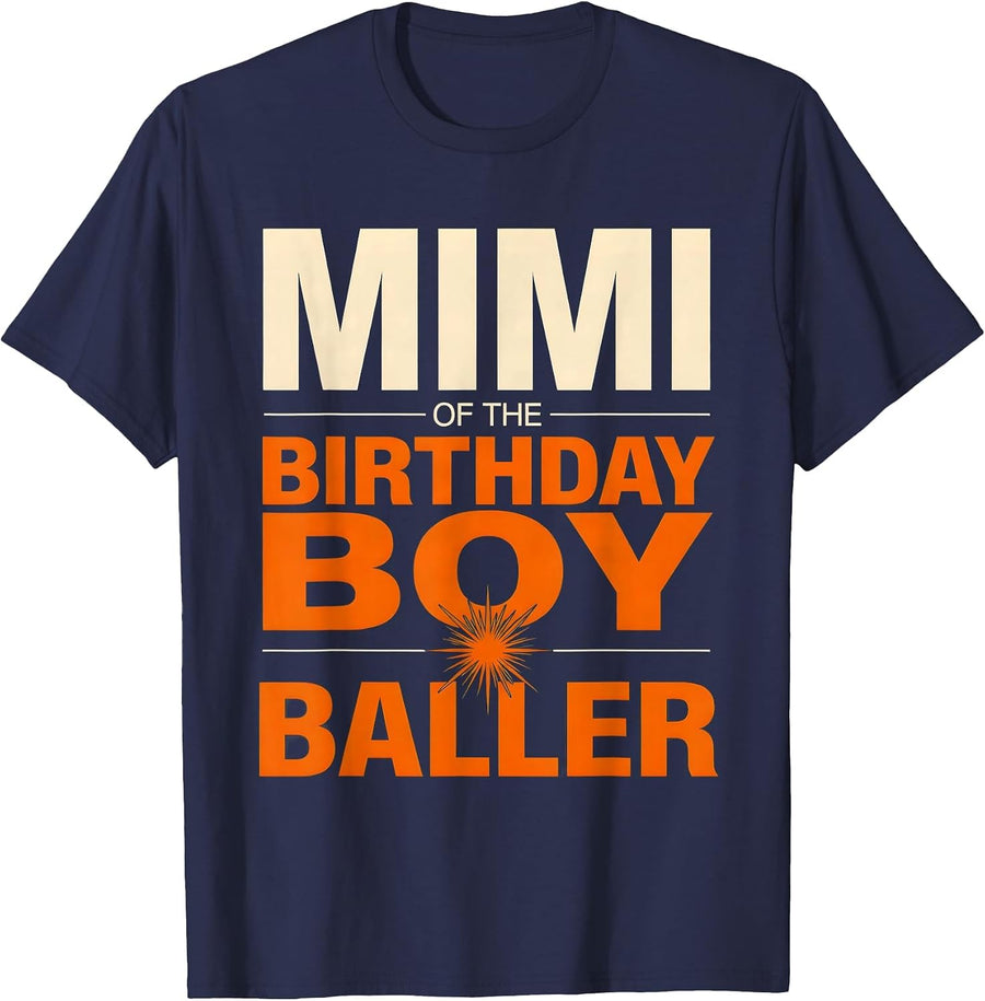 Mimi Of The Birthday Boy Baller Family Birthday Party T-Shirt - Navy Blue