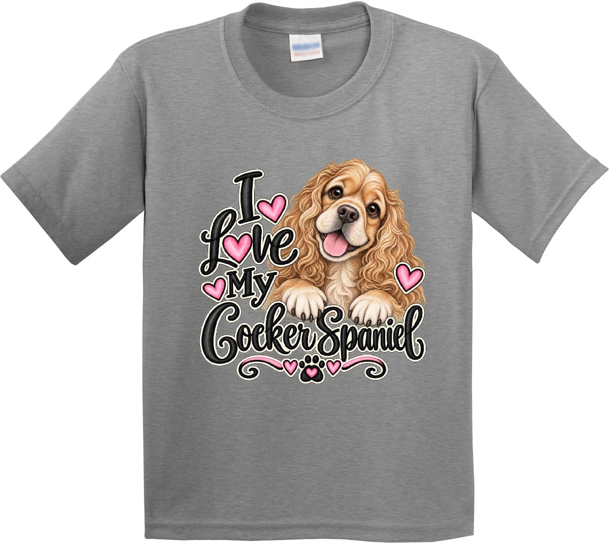 inktastic I Love My Cocker Spaniel Youth T-Shirt - 0060 Heather Grey
