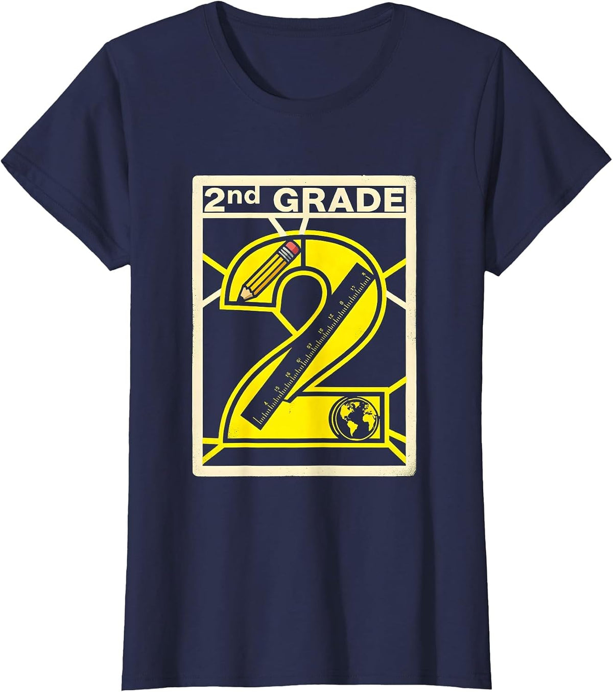 Women's 2nd Grade Typography Team Second Grade Teacher Back To T-Shirt - Navy Blue