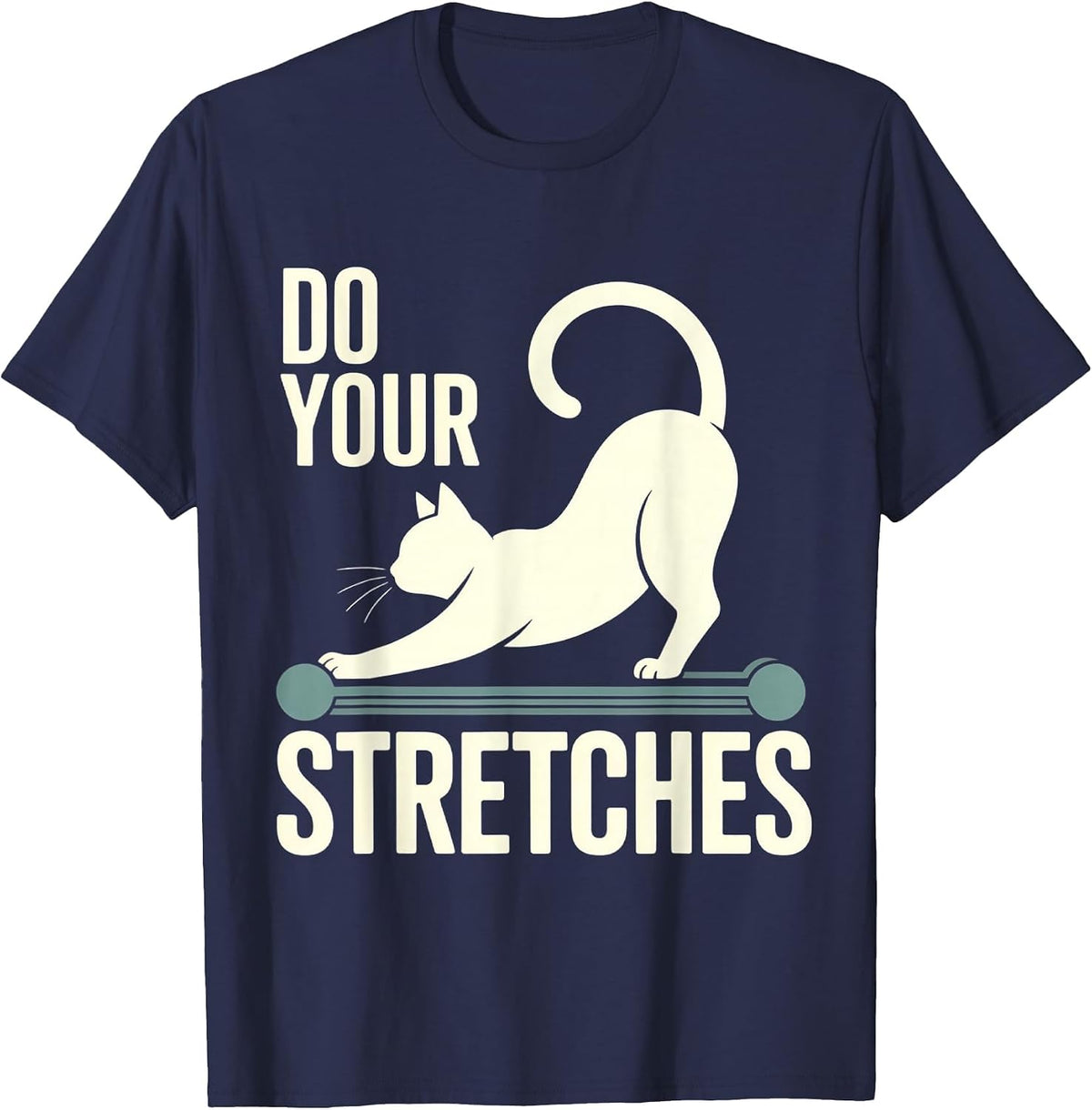 Physical Therapy Cat Stretching PT Therapist T-Shirt - Navy Blue