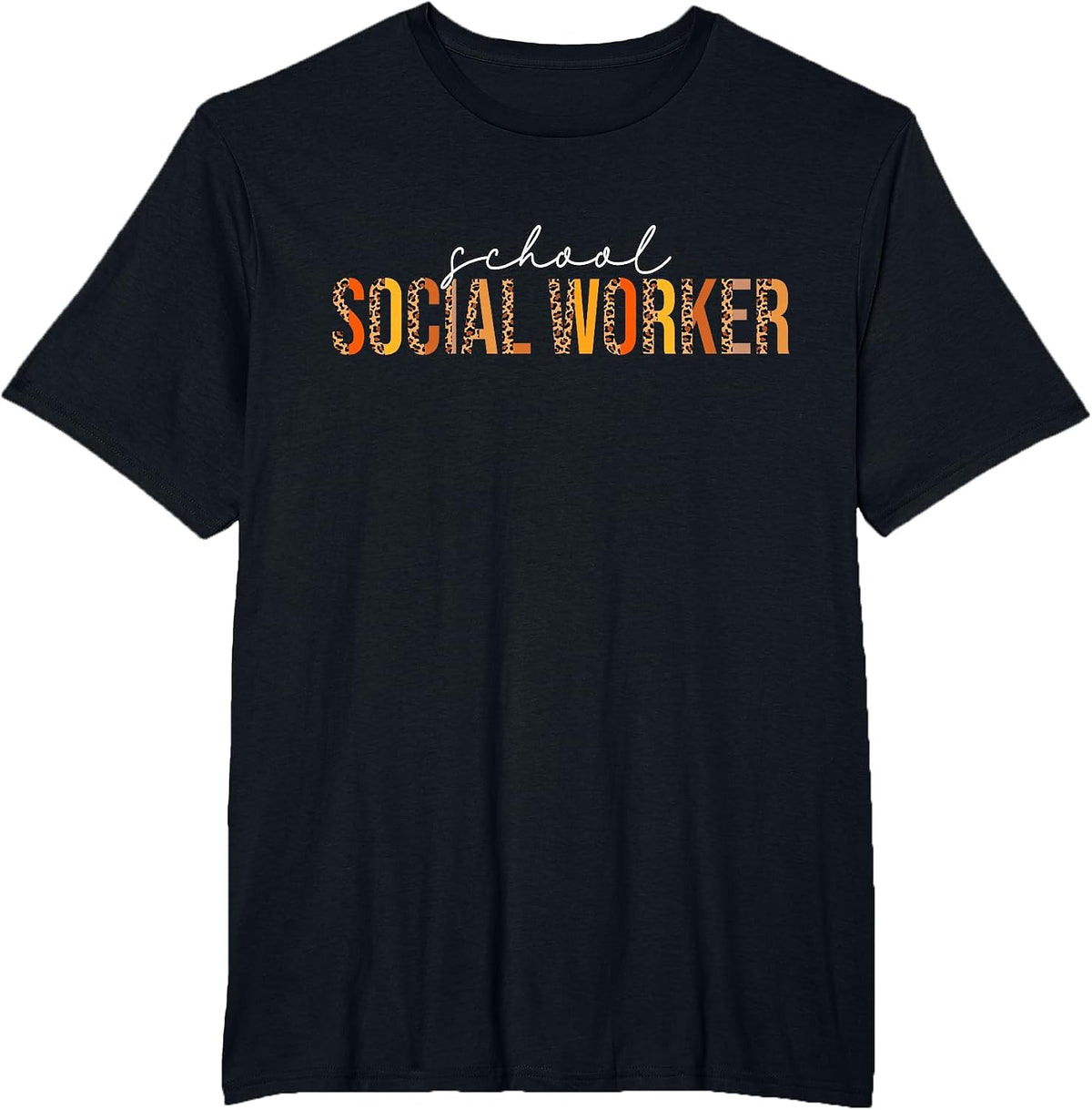 Leopard Fall Autumn Lovers Thanksgiving School Social Worker T-Shirt - Black