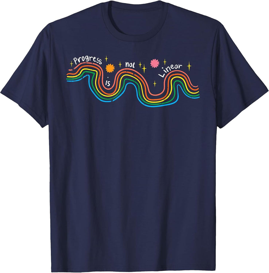 Special Education Teacher Progress Not Linear Sped Women Men T-Shirt - Navy Blue