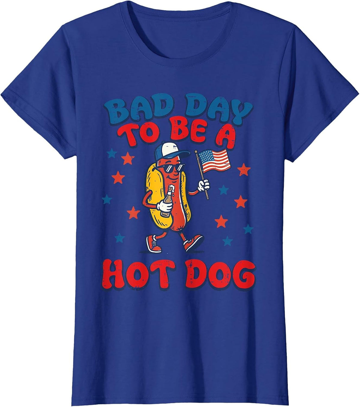 Bad Day to Be Hotdog US Flag Funny 4th of July Men Women Kid T-Shirt - Royal Blue
