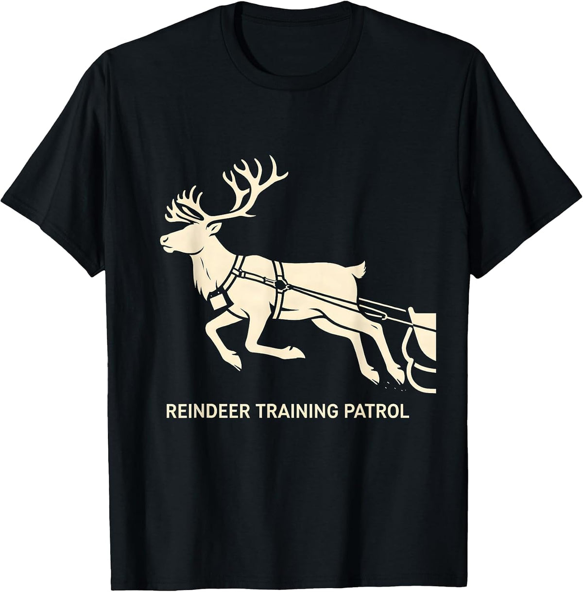 Men's Reindeer Training Patrol Funny Christmas Running Runner Gift T-Shirt - Black