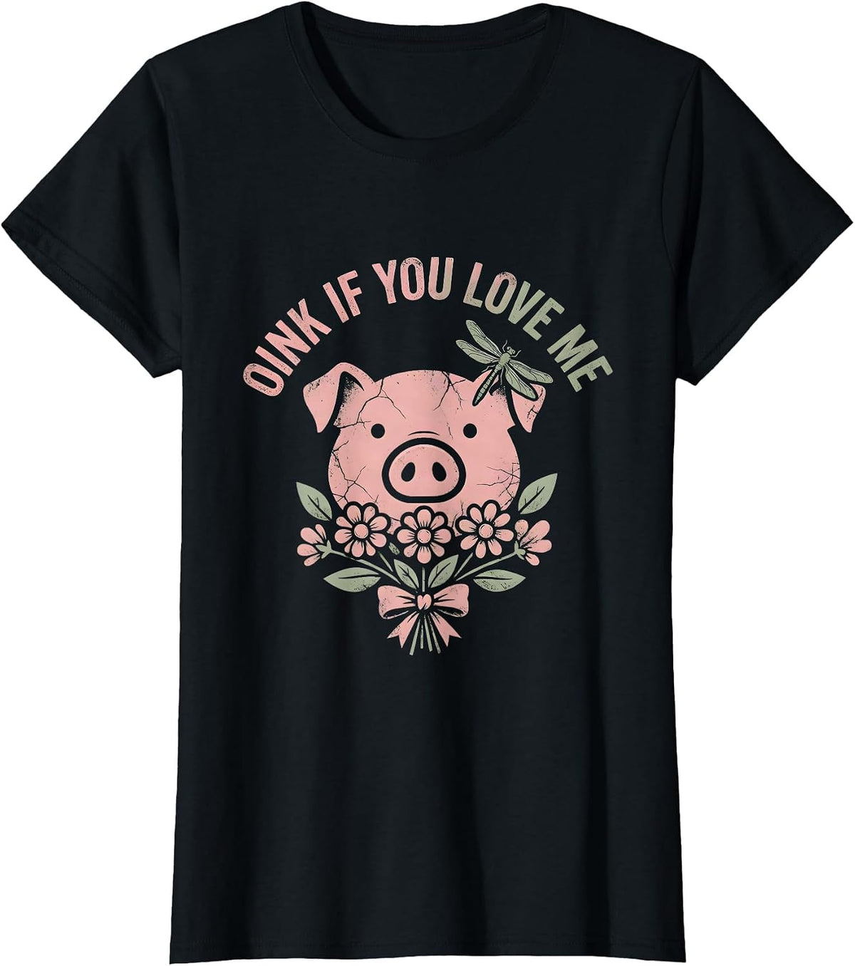 Oink If You Love Me Cute Pig Lover Design T-Shirt - Black