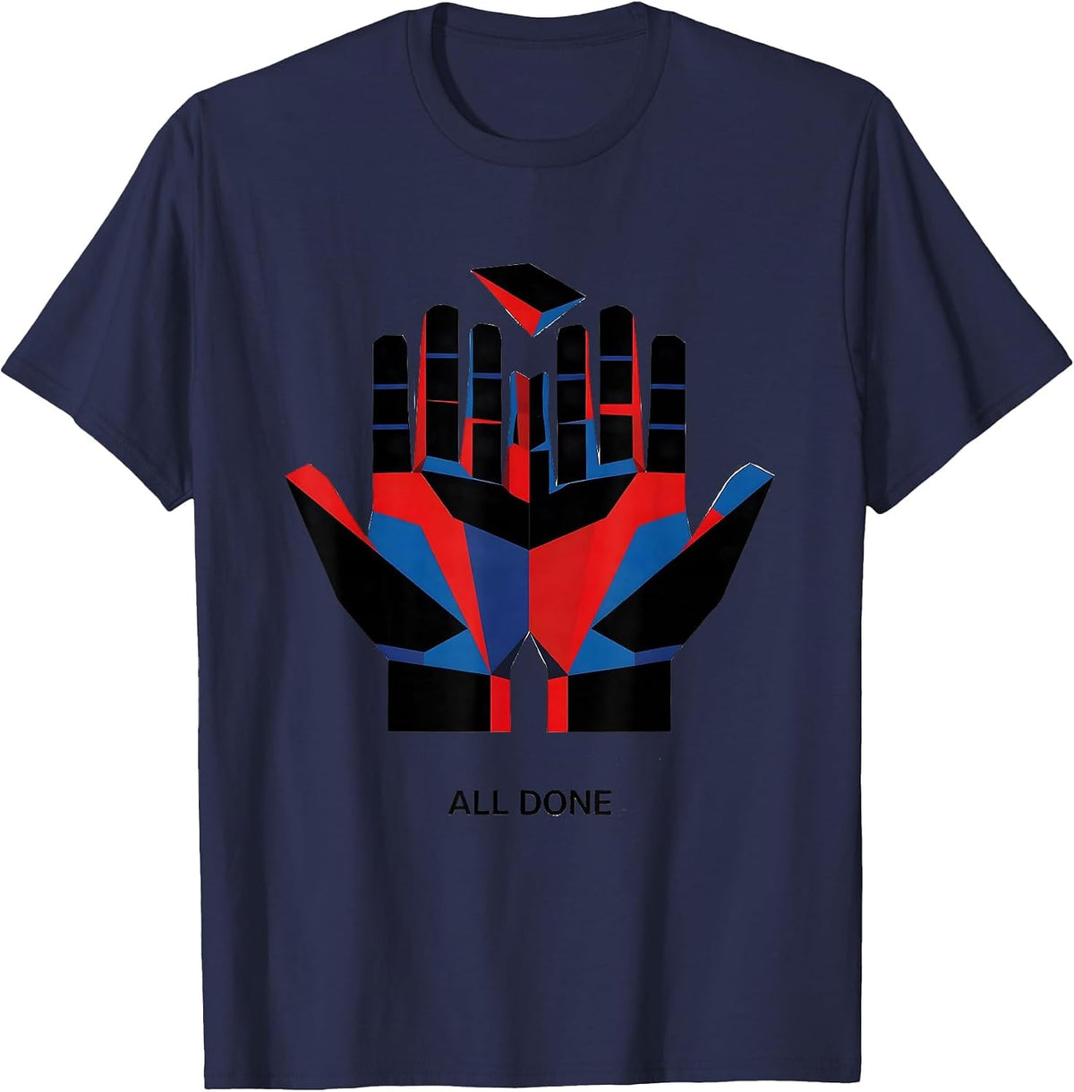 All Done Bauhaus Modernist ASL Sign Language Teacher T-Shirt - Navy Blue