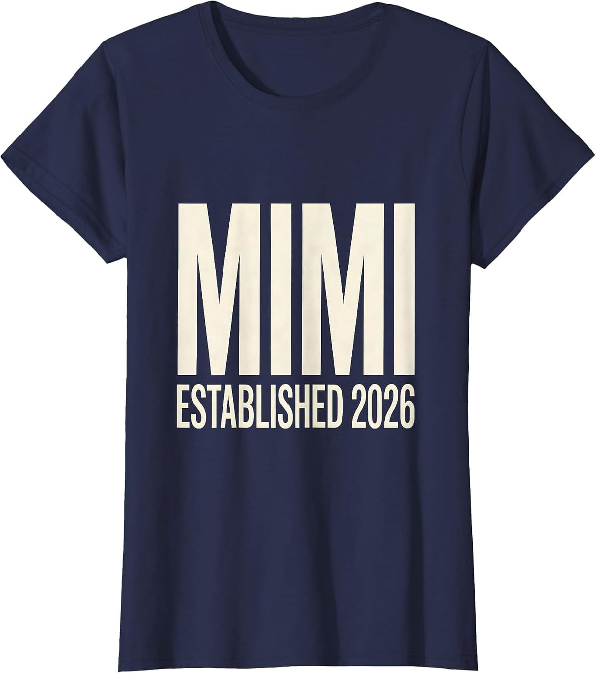 Women's Mimi ESTABLISHED 2026 Minimalist Elegant Font Family Role T-Shirt - Navy Blue