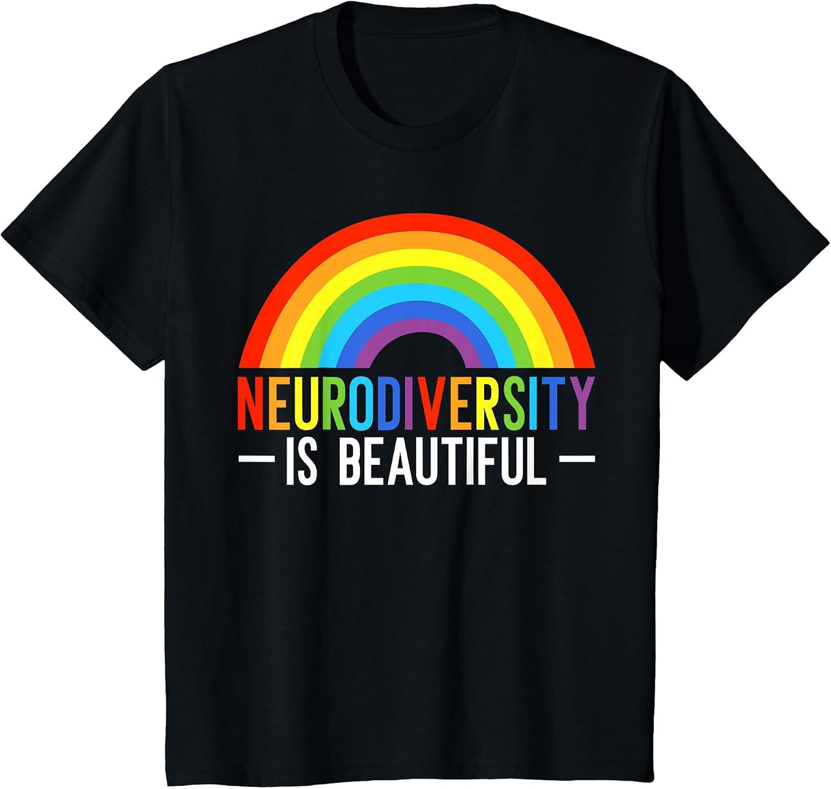Neurodiversity is Beautiful Infinity Rainbow ADHD ASD T-Shirt - Black