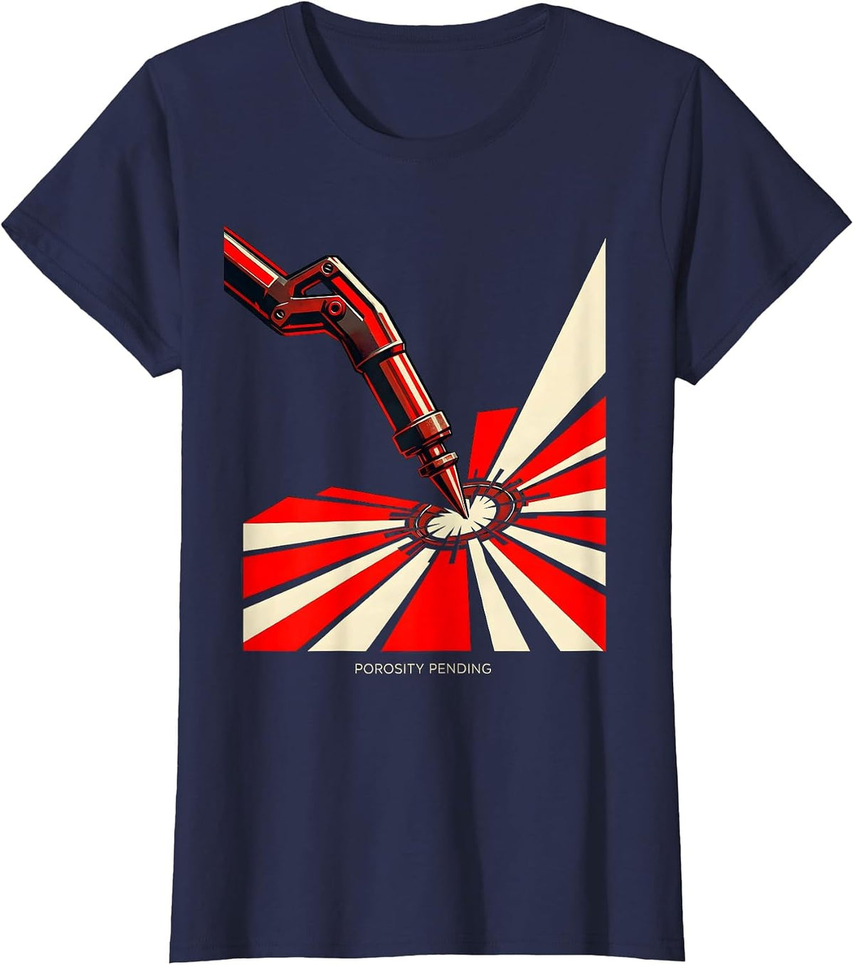 Women's Porosity Pending Constructivist Welder Blue Collar Humor T-Shirt - Navy Blue