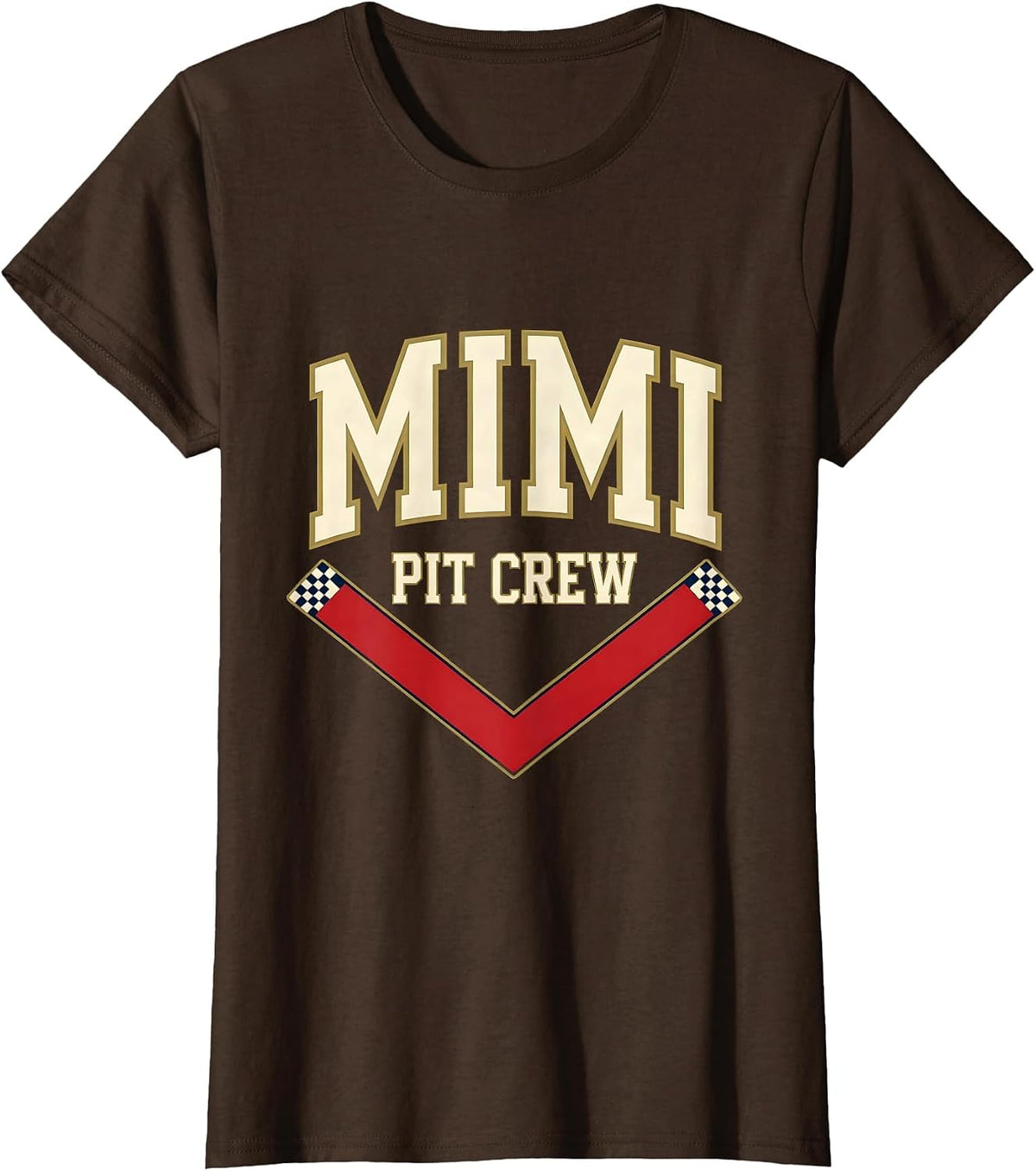 Women's Mimi Pit Crew Sports Family Matching Race Car Birthday Party T-Shirt - Brown