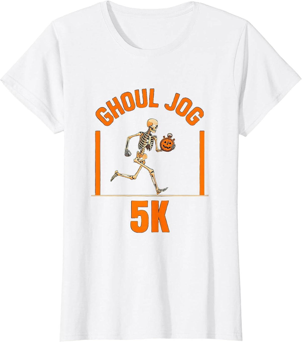 Ghoul Jog 5K Funny Skeleton Runner Halloween Fun Run T-Shirt - White