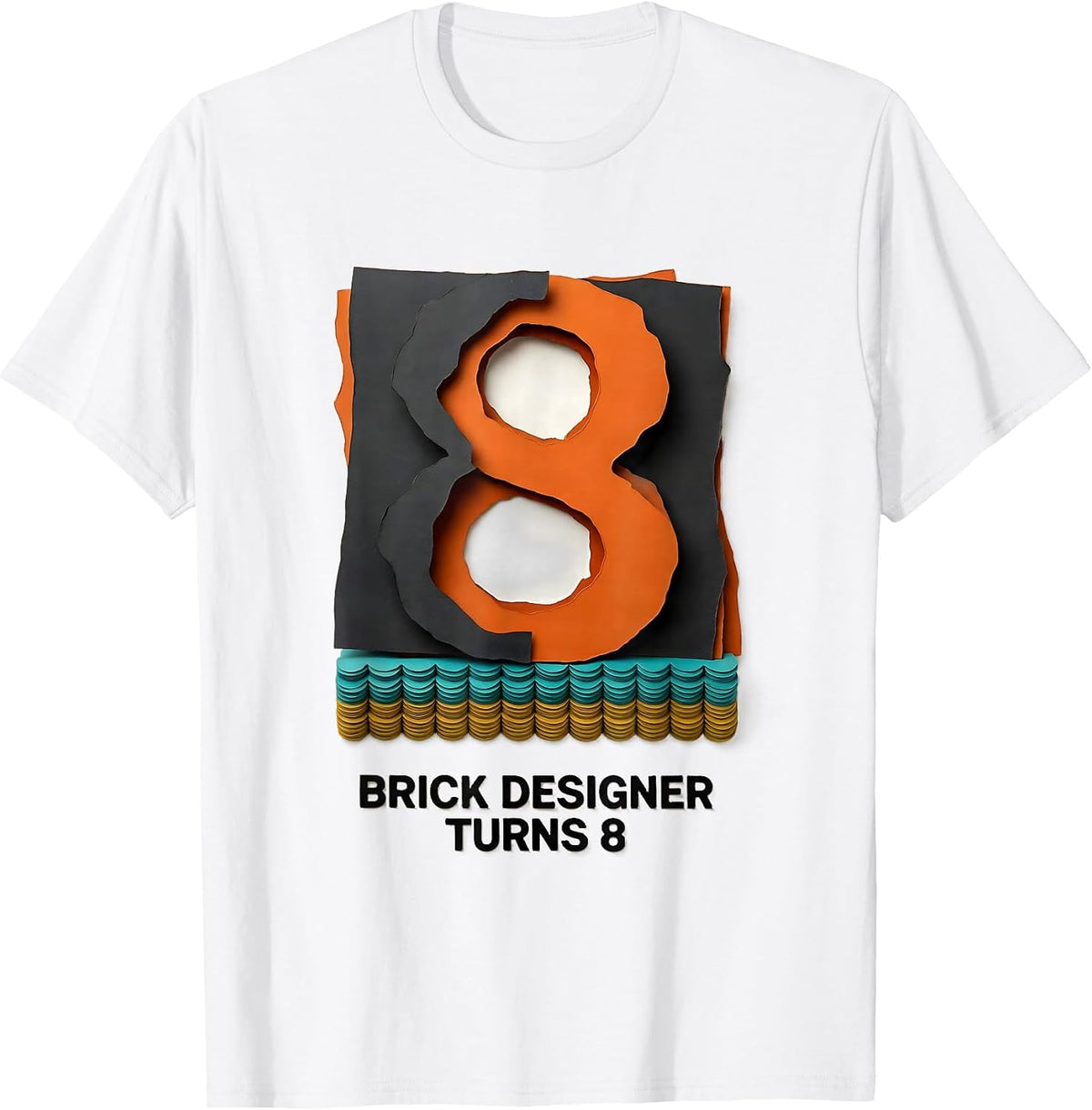 Men's Brick Designer Turns 8 Funny Master Builder Building Brick T-Shirt - White
