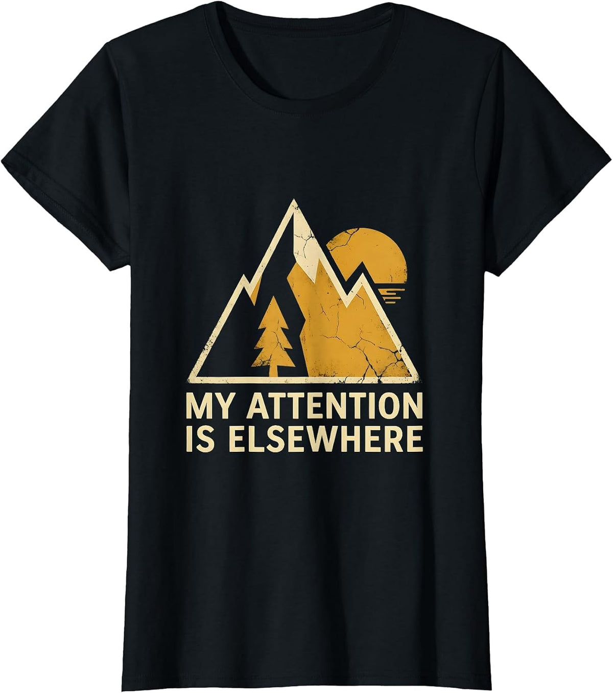 My Attention Is Elsewhere Funny ADHD Design T-Shirt - Black