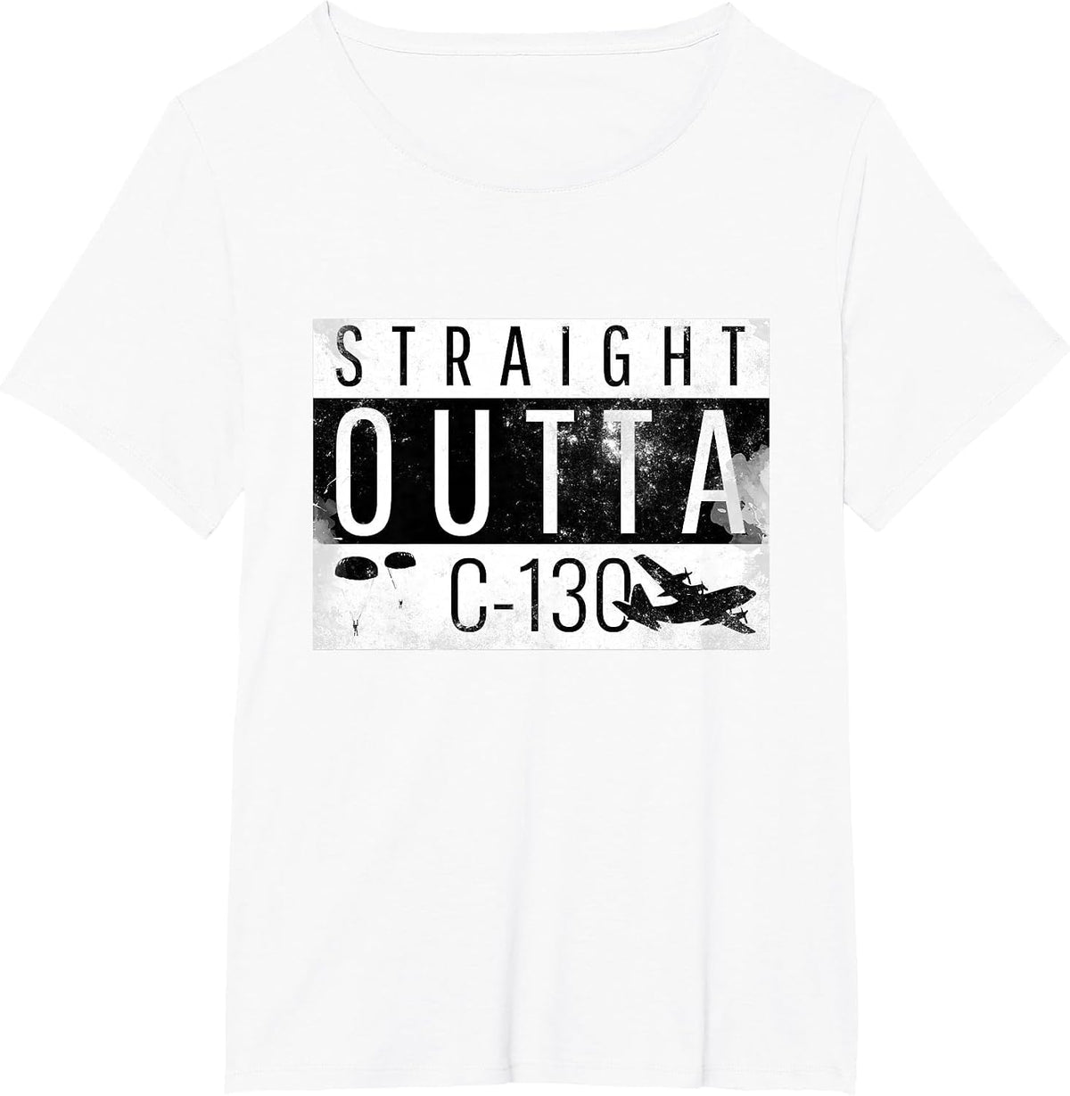 Straight Outta C-130 - Grunge Design - Airborne T-Shirt - White