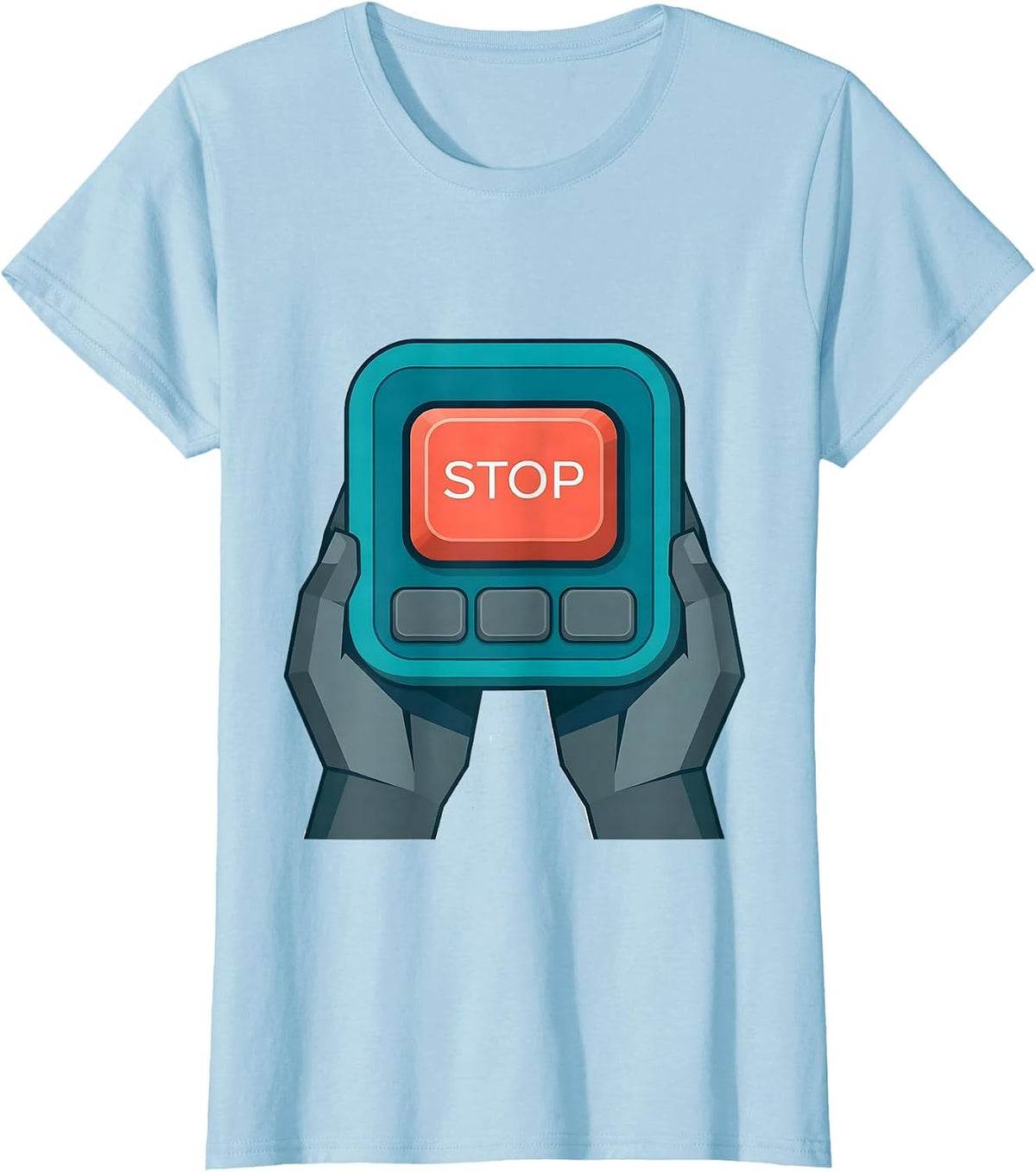 Women's Stop Flat Vector AAC Speech Therapy Communication Advocacy T-Shirt - Baby Blue