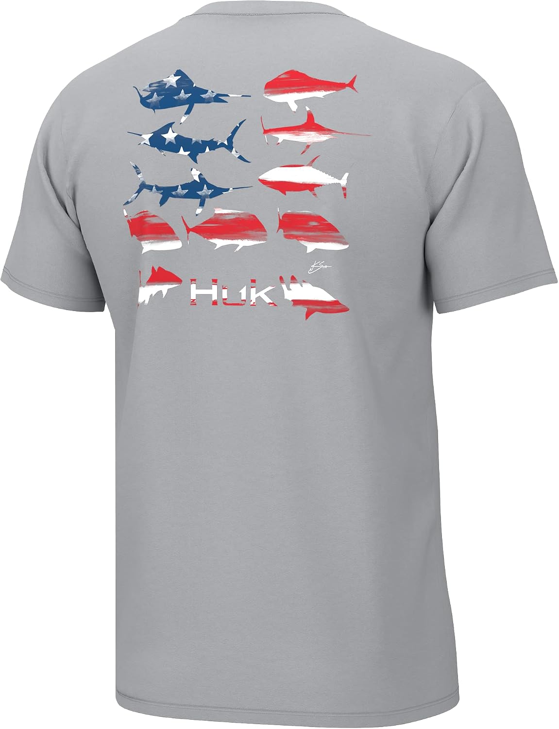 HUK Men's Kc Scott Short Sleeve Tee, Performance Fishing T-Shirt - Kc Flag Fish - Harbor Mist